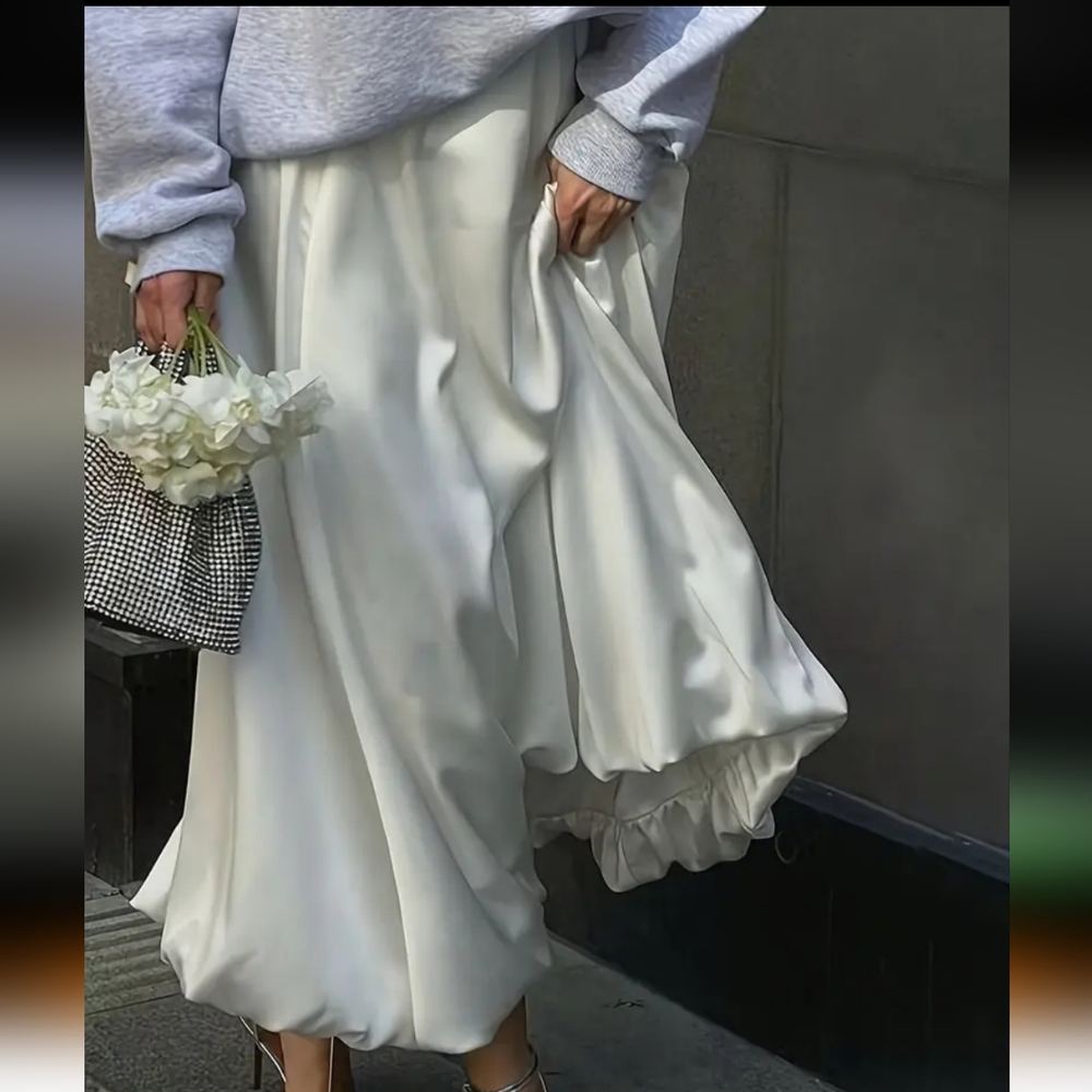 Women'S Casual High-Waisted Pleated Skirt - Spring/Summer Style, Drape Design - Picture 3 of 5